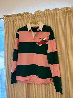 Rowing Blazers Pink & Green Striped Rugby Polo